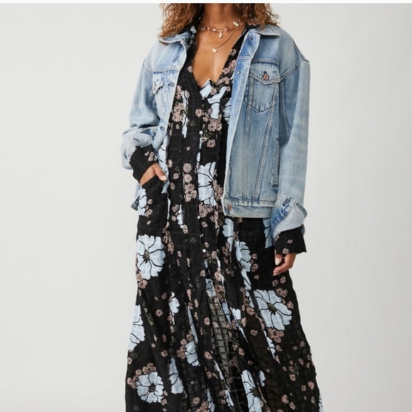 FREE PEOPLE Free People Back At It Maxi Dress in Black Combo S NWT - Picture 4 of 7